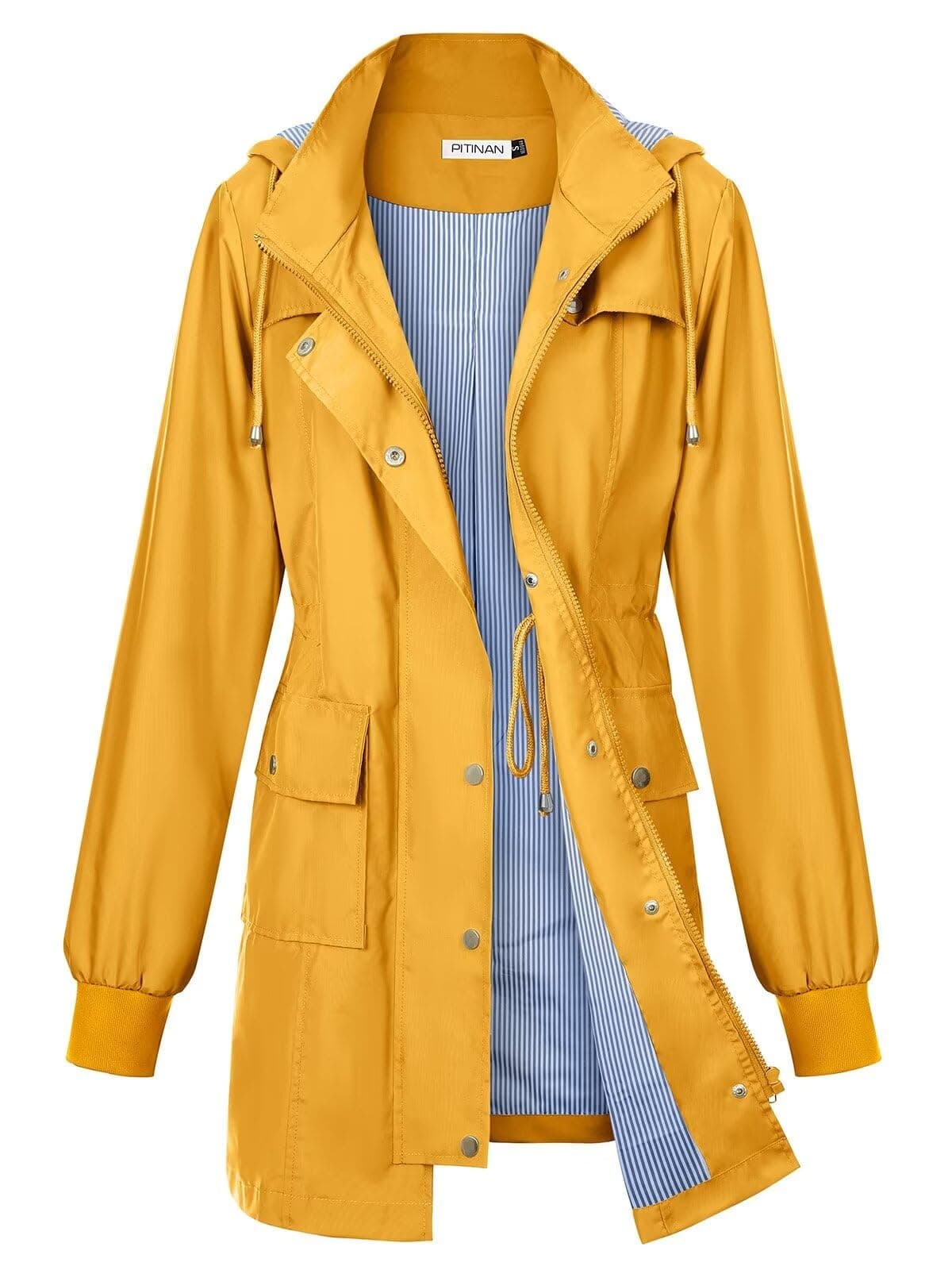 Rain Jacket Women Waterproof Long Raincoat Hooded Windbreaker S-XXL