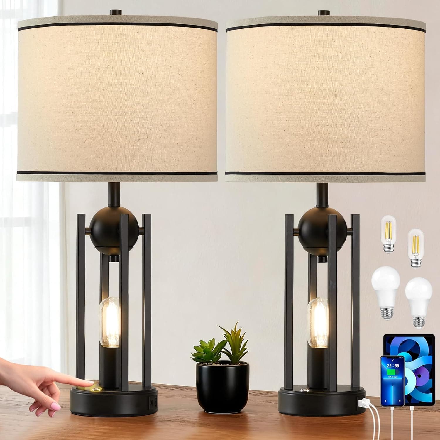 LEASGY 25'' Farmhouse Table Lamps — image 1