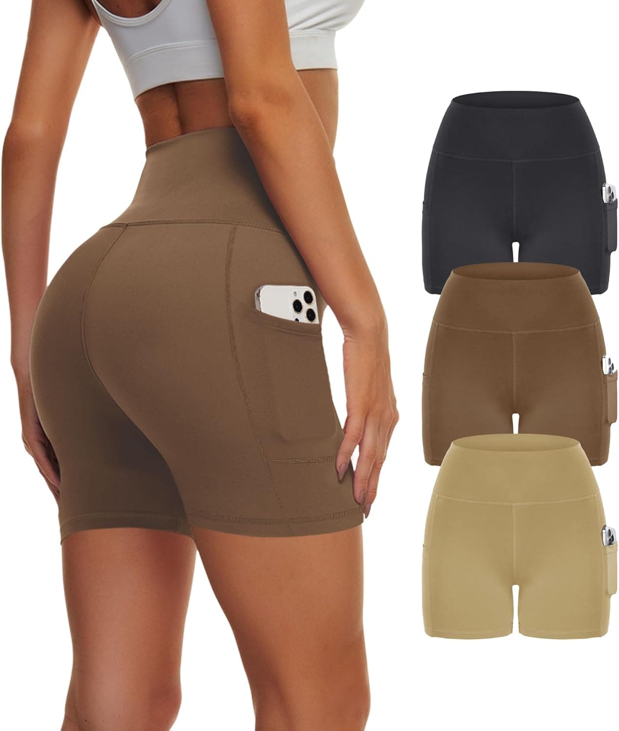 SHOWITTY 3 Pack Biker Yoga Shorts