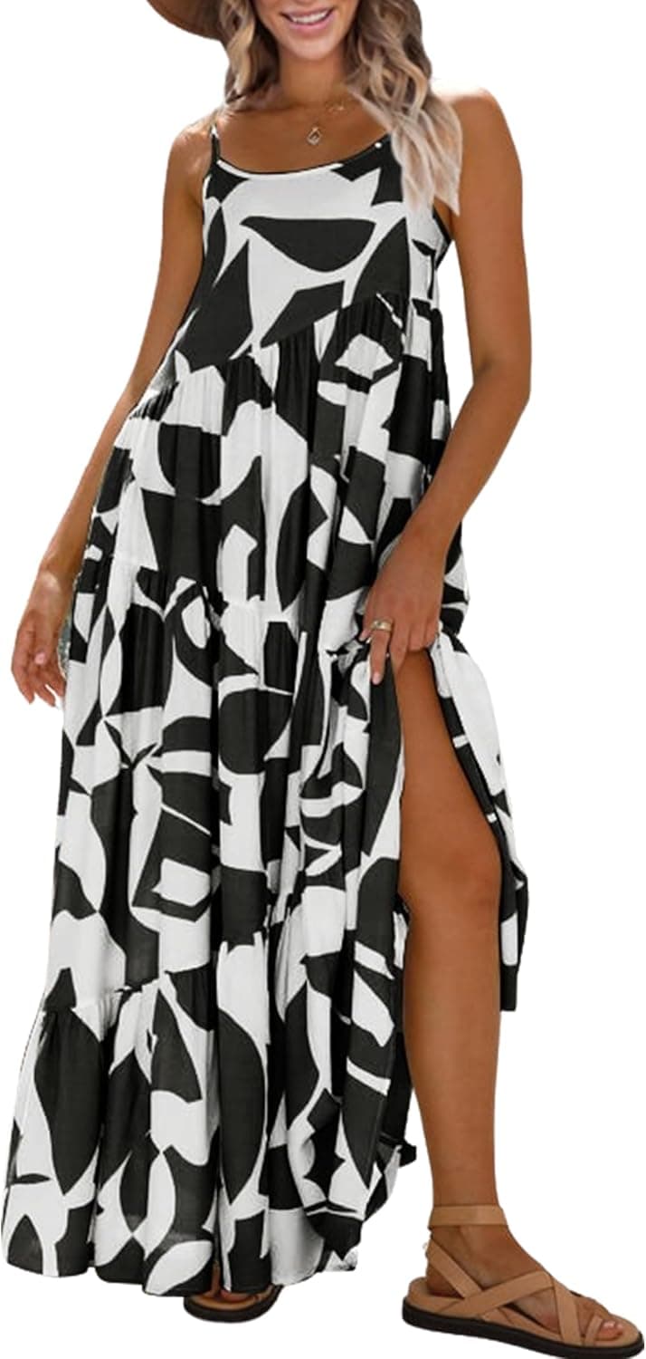 ECOWISH Women Sleeveless Maxi Dress