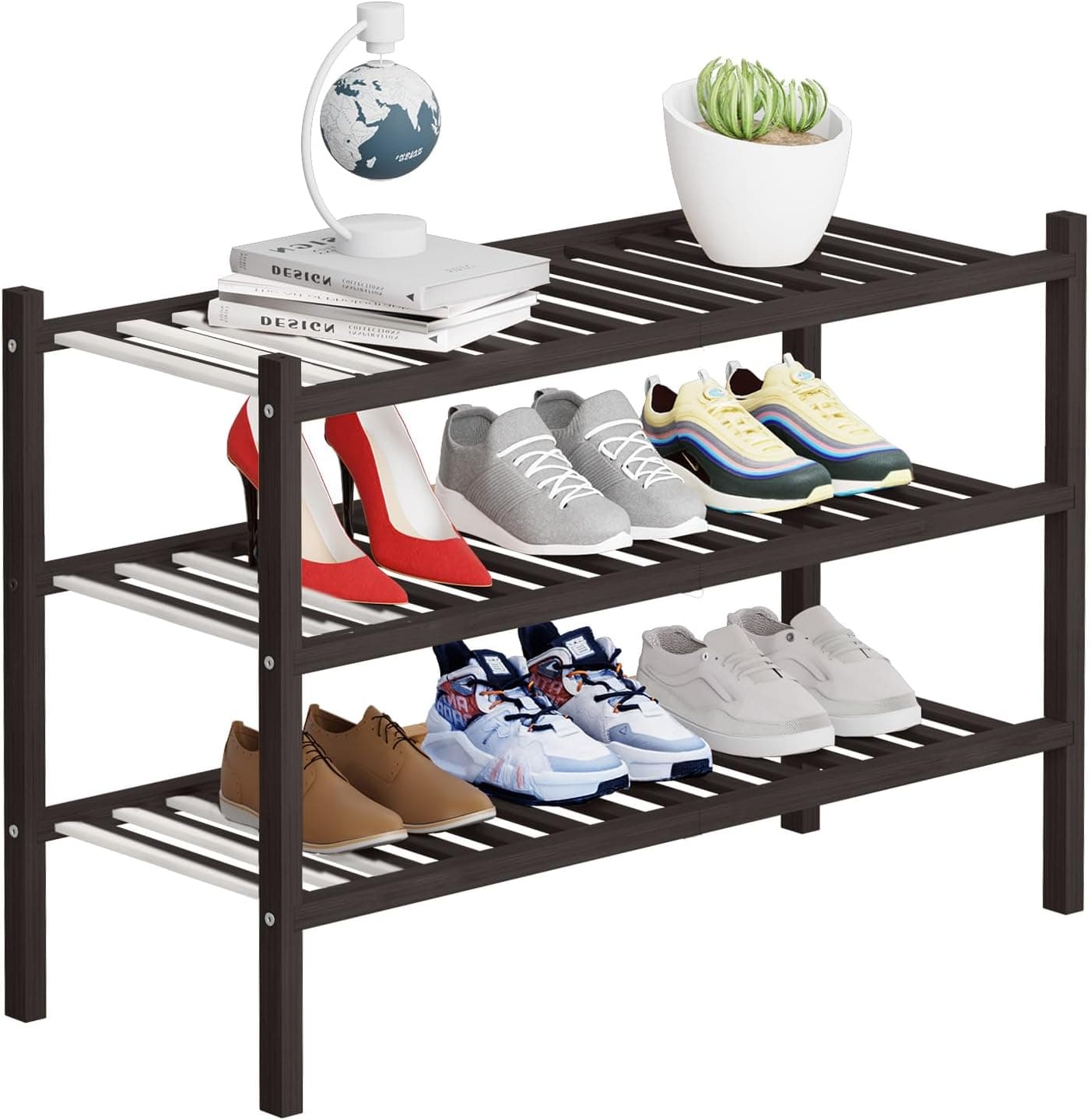BUYMOTH 3 Tier Bamboo Shoe Rack