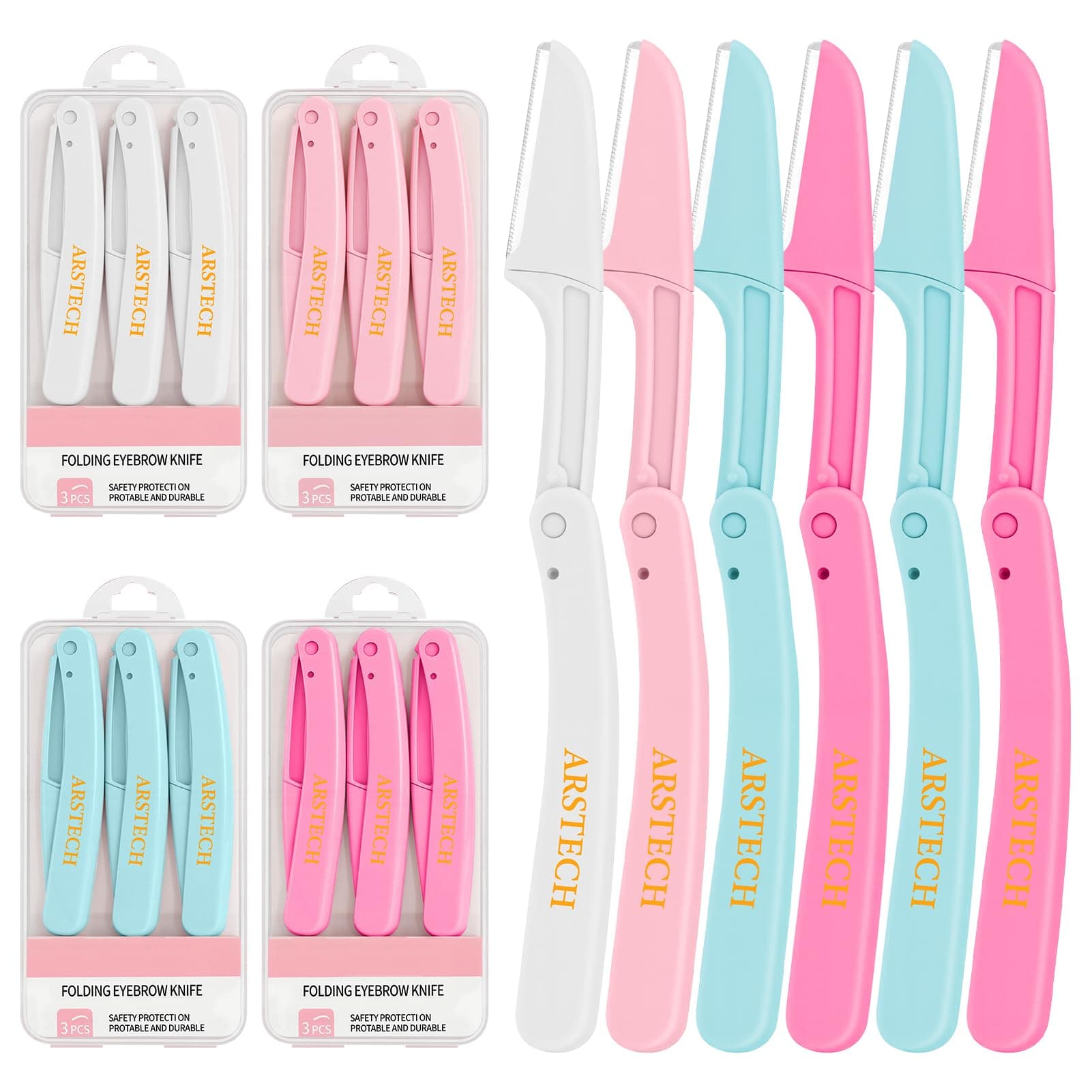 Dermaplane Razor for Women Face Shaver 12 PACK Foldable Face Razor