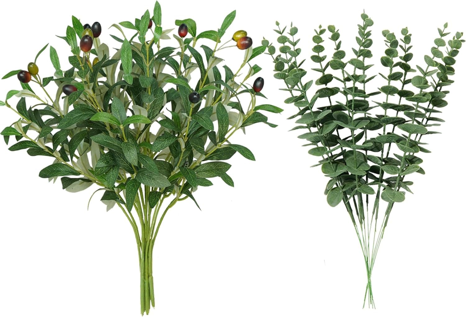 BUZIGUBY 16Pcs Faux Olive Branches &amp; Eucalyptus Branches