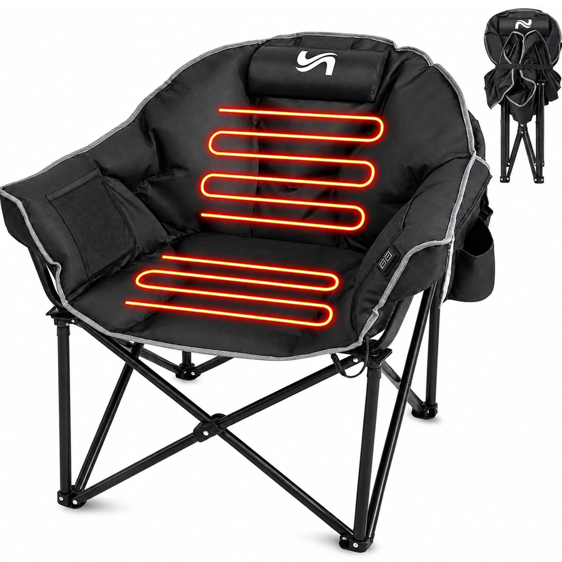 Slsy Oversized Heated Camping Chair, Portable Folding Outdoor Chair