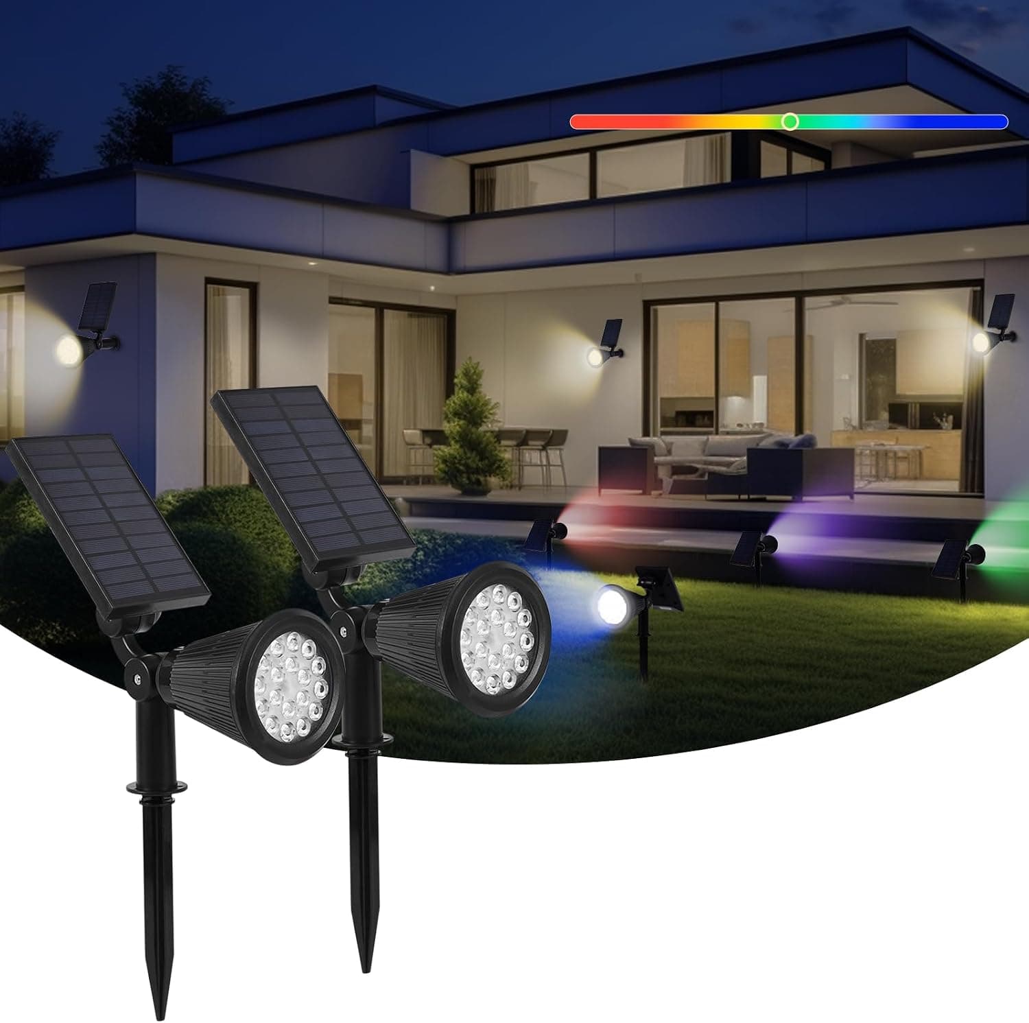 DEXULESA Solar Spot Lights Outdoor 2Pack