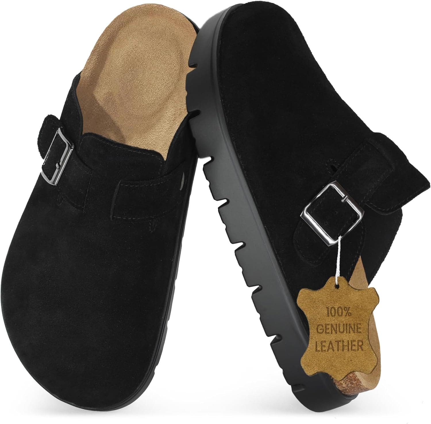 TIKITIDES Women Genuine Leather Platform Clogs