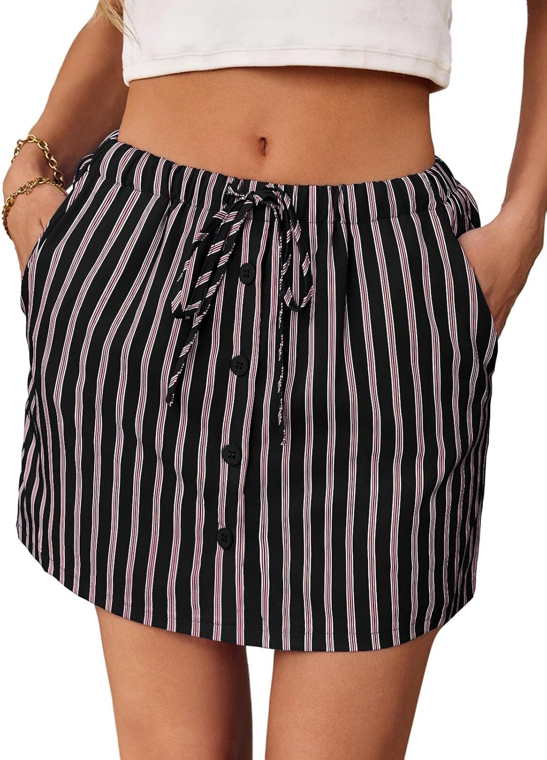 FISOEW Striped Mini Skirts — image 1