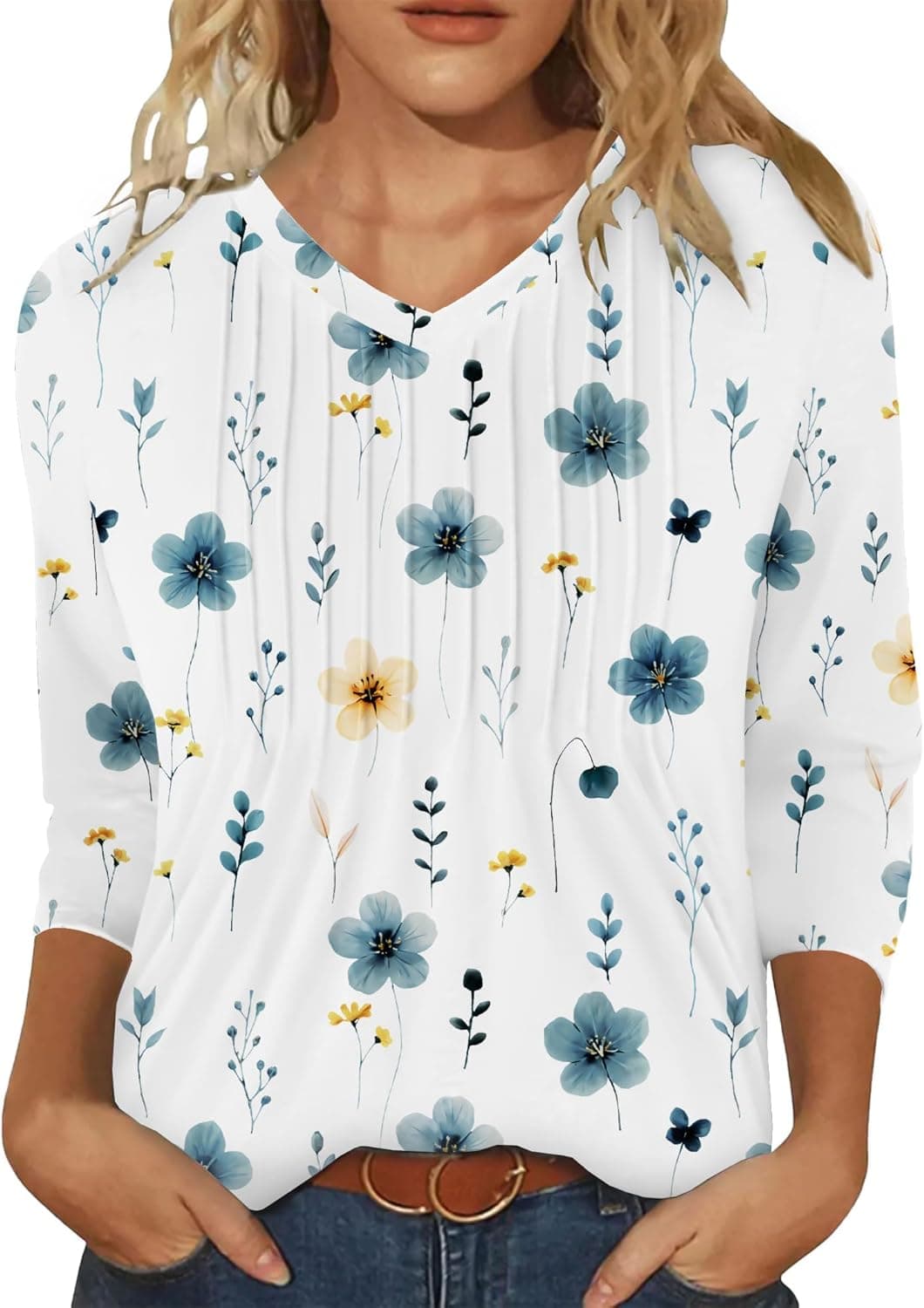 IEEILULU Women Casual Pleated Tunic Tops