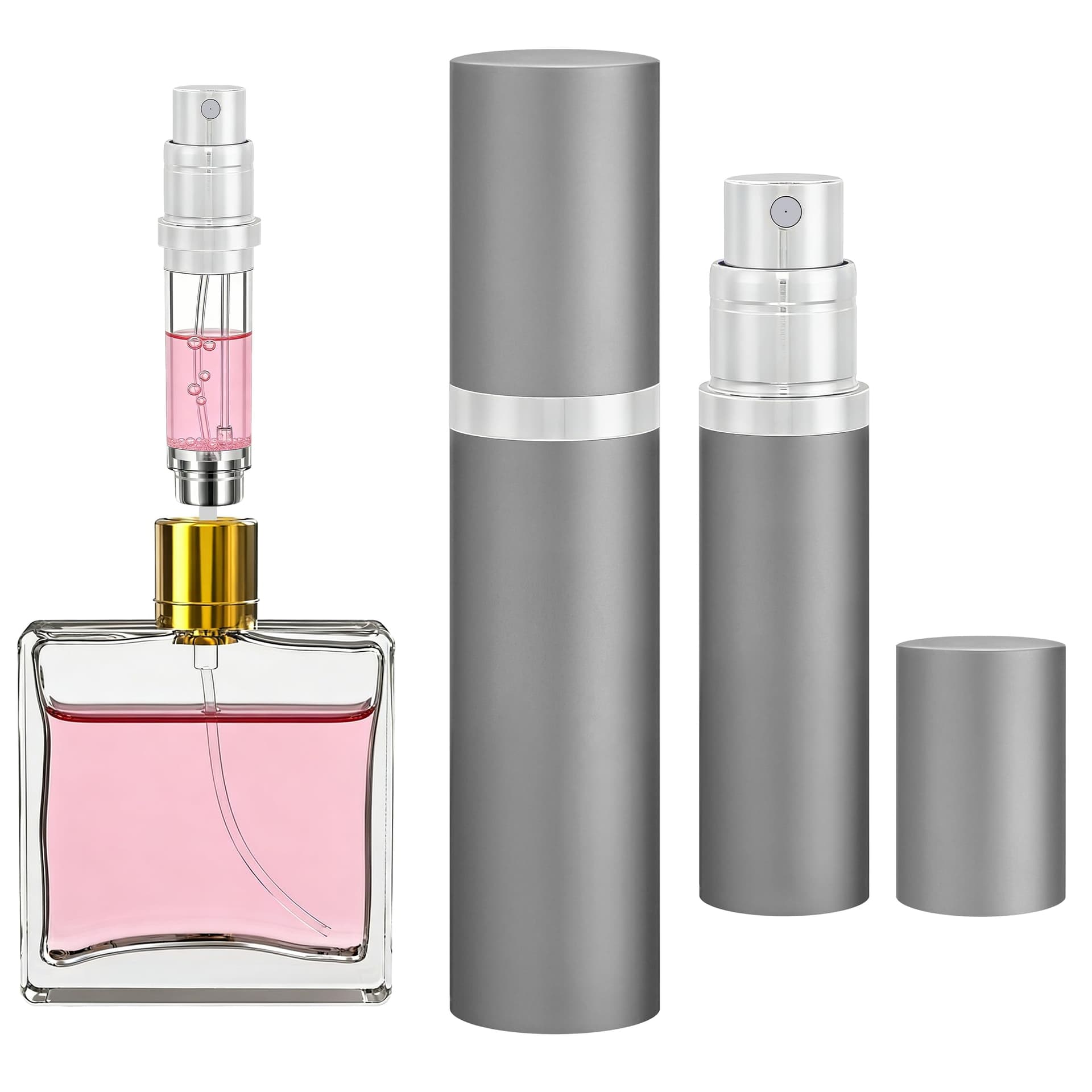 5ml Travel Perfume Atomizer Refillable Cologne Spray Bottle Empty (Gray)