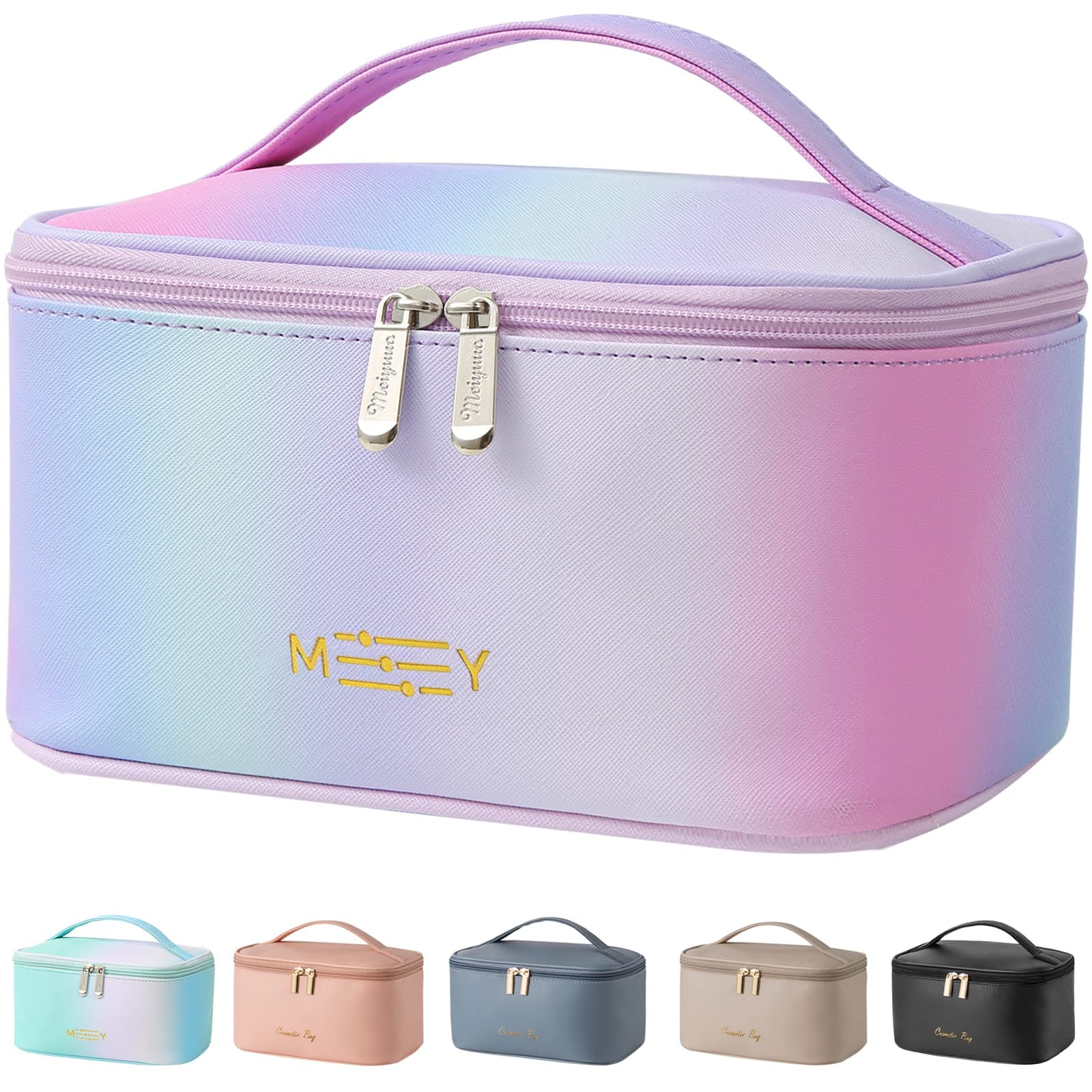 KITENROM Travel Makeup Bag, Cosmetic Bag for Women, Medium, Rainbow Pink