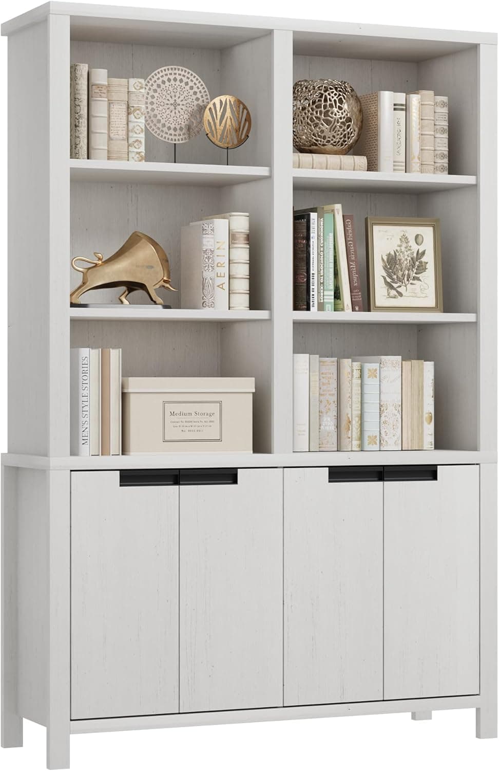SLEKVERSA Tall Bookshelf with Double Storage