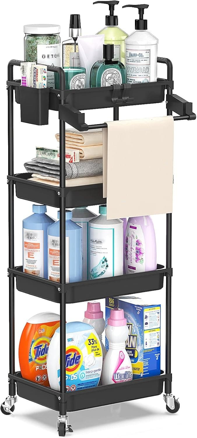 SPACEKEEPER Rolling Storage Cart 4-Tier — image 1