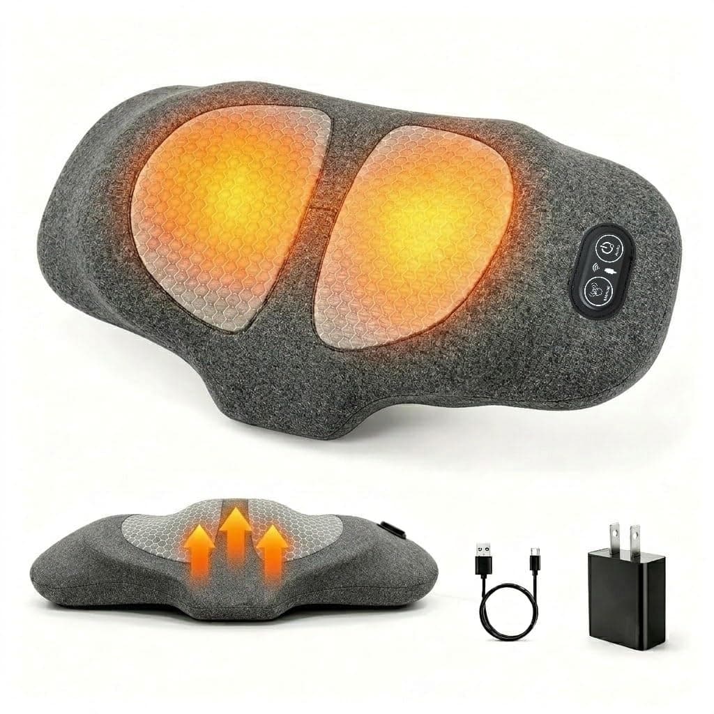 Upgraded 3-in-1 Lumbar Support Pillow, Back Massager with Heat & Traction