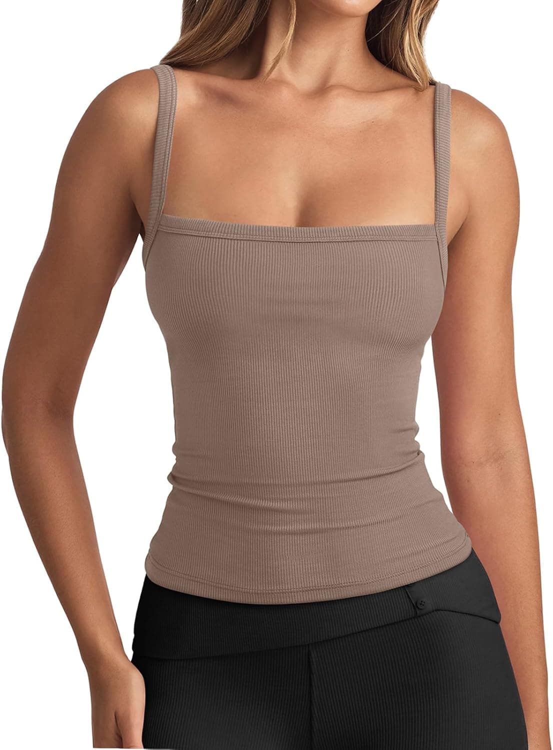 REORIA Womens Square Neck Tank Top