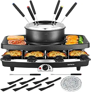 BEFANO Electric Raclette Grill With Fondue Pot
