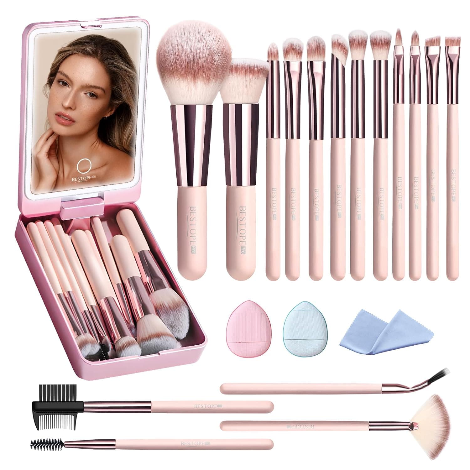 BESTOPE PRO 20Pcs Travel Makeup Brush Set — image 1