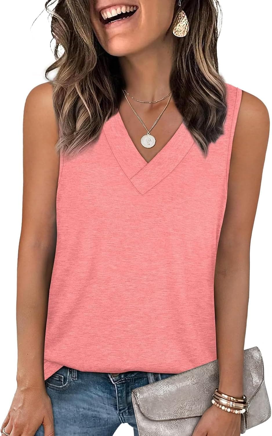 YESTTO Womens V Neck Summer Tops