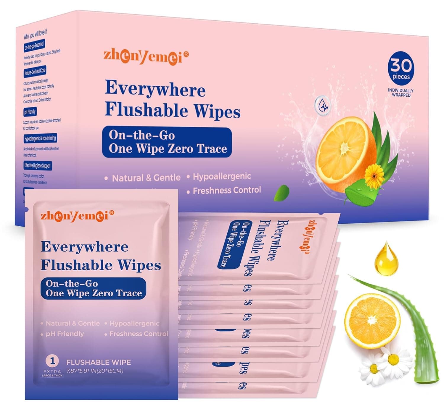 ZHENYEMEI Thickened Flushable Wipes