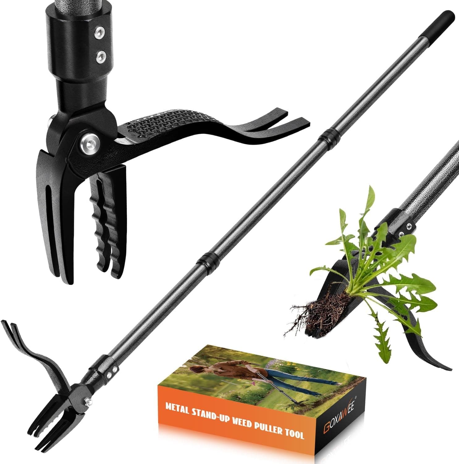 GOXAWEE Metal Stand Up Weed Puller Tool