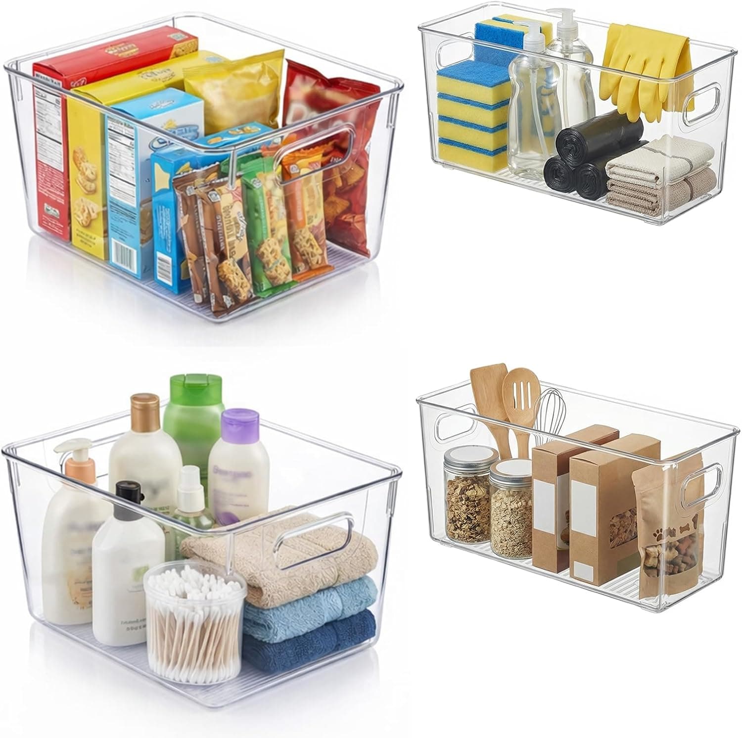 MOONEDGE 4 Pack Clear Plastic Organizer Bins — image 1