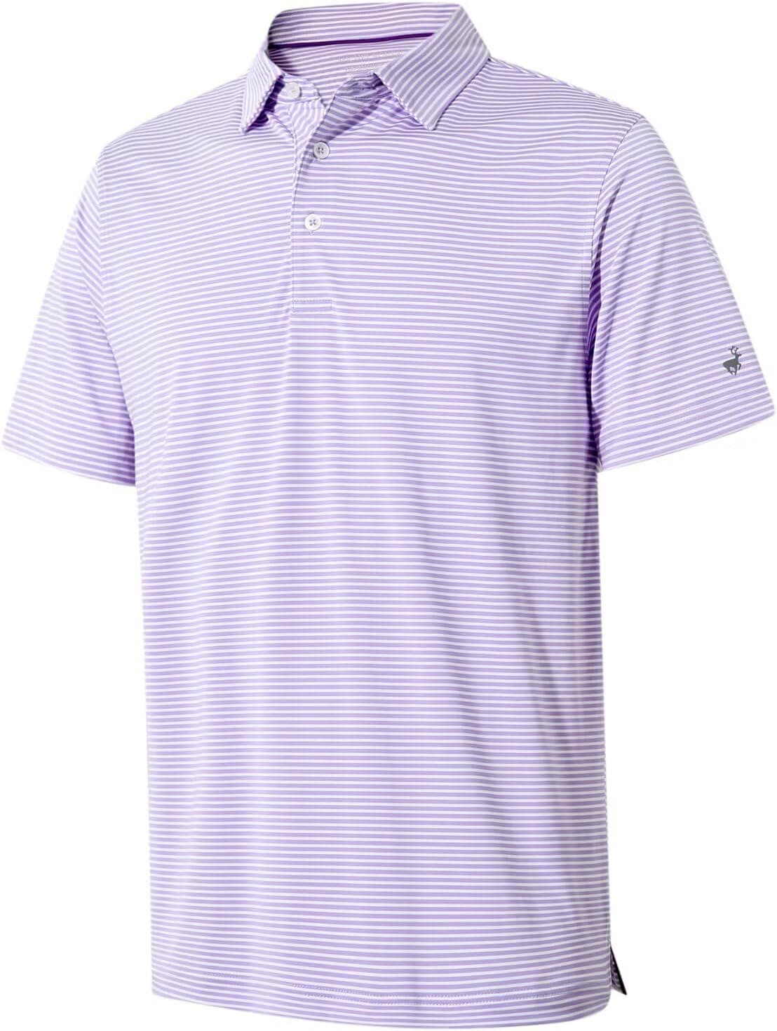 MICHEL ROUEN Mens Striped Golf Polo Shirts