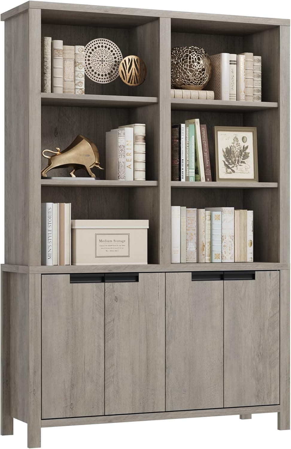 SLEKVERSA Tall Bookshelf with Double Storage