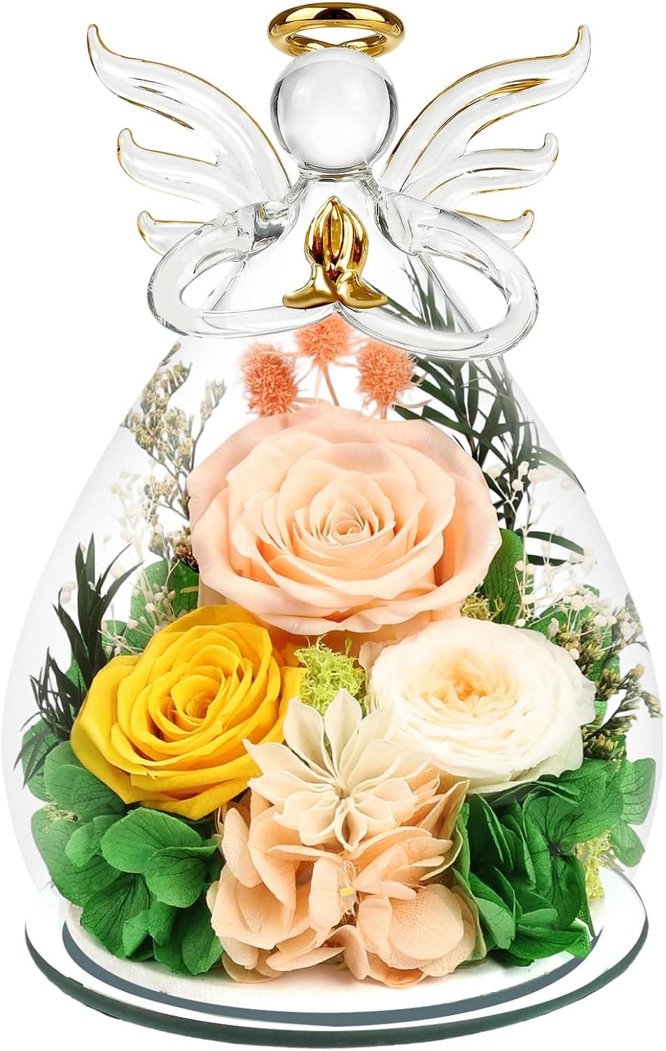PUPPILUV Preserved Rose In Glass Angel Figurines