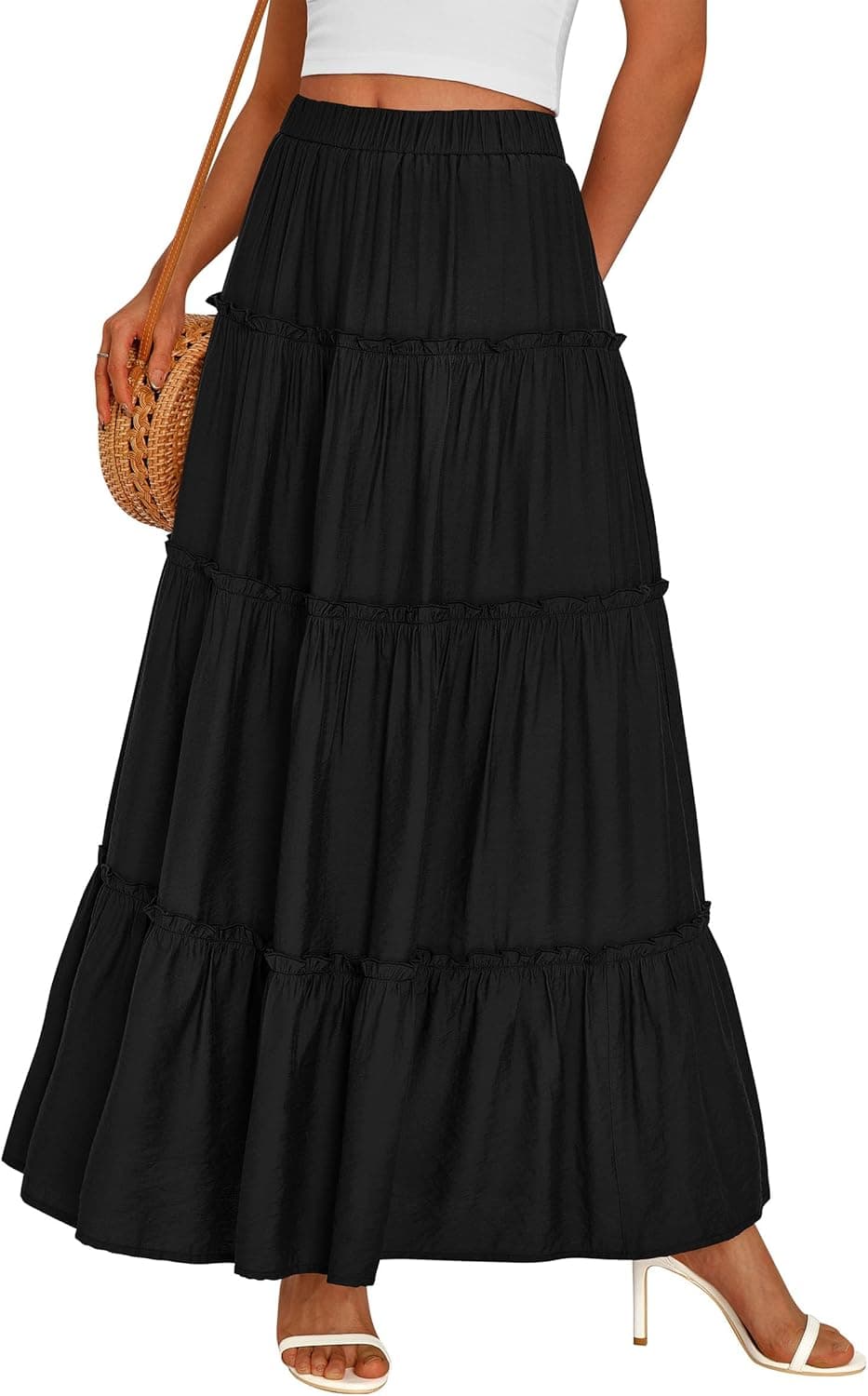 PRETTYGARDEN Women Boho Maxi Skirts