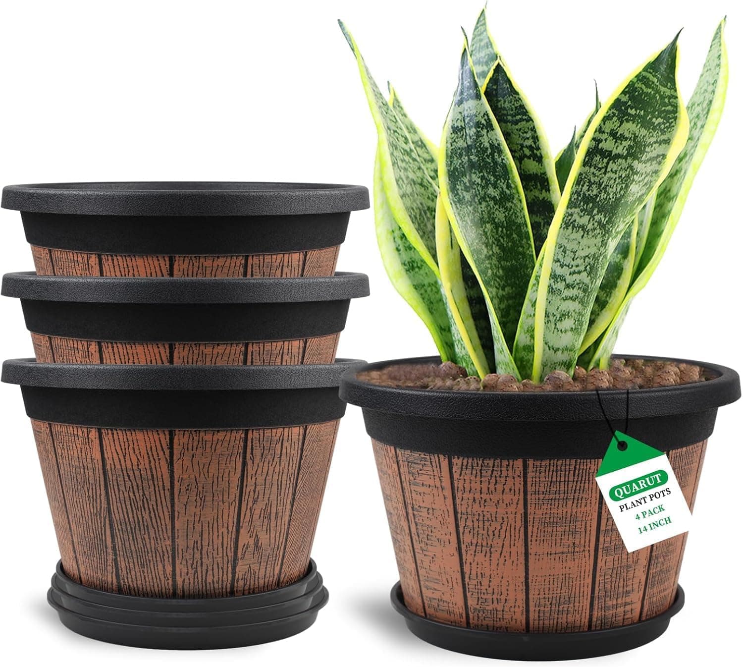 QUARUT 4 Pack 14 Inch Plant Pots