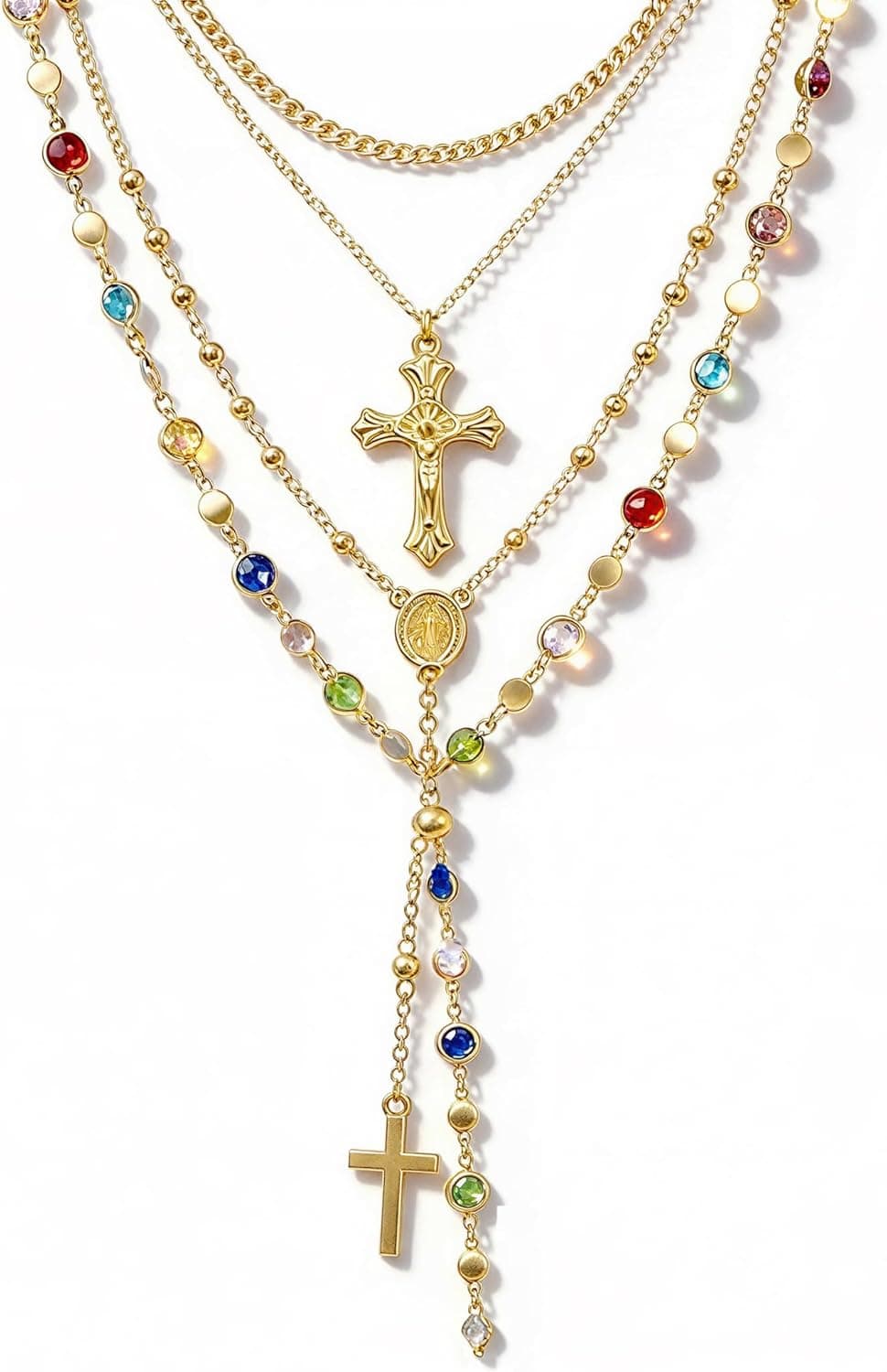 ÌF ME 4Pcs Layered Gold Cross Necklaces — image 1