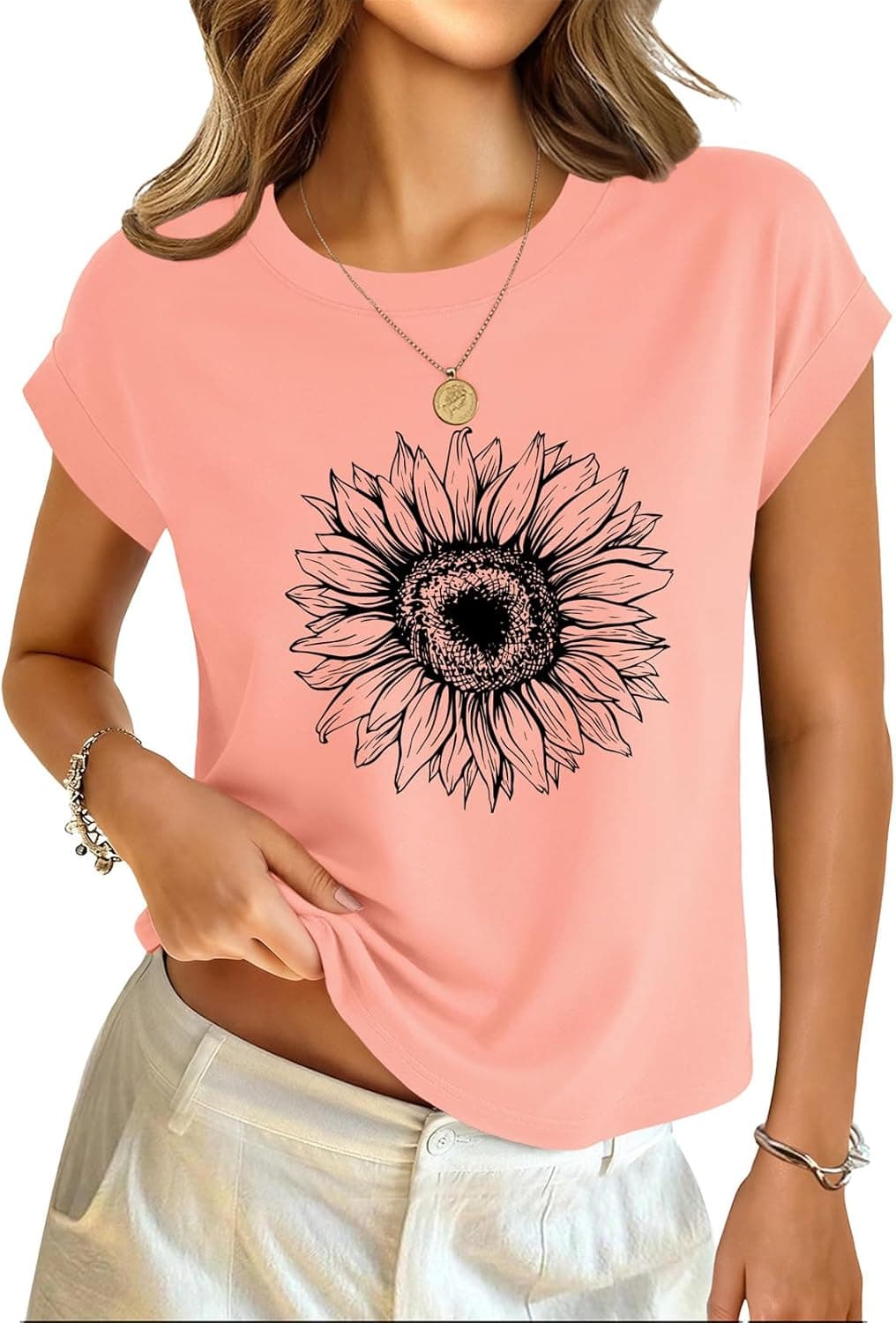 GKBK Cotton Cap Sleeve Womens Tops — image 1