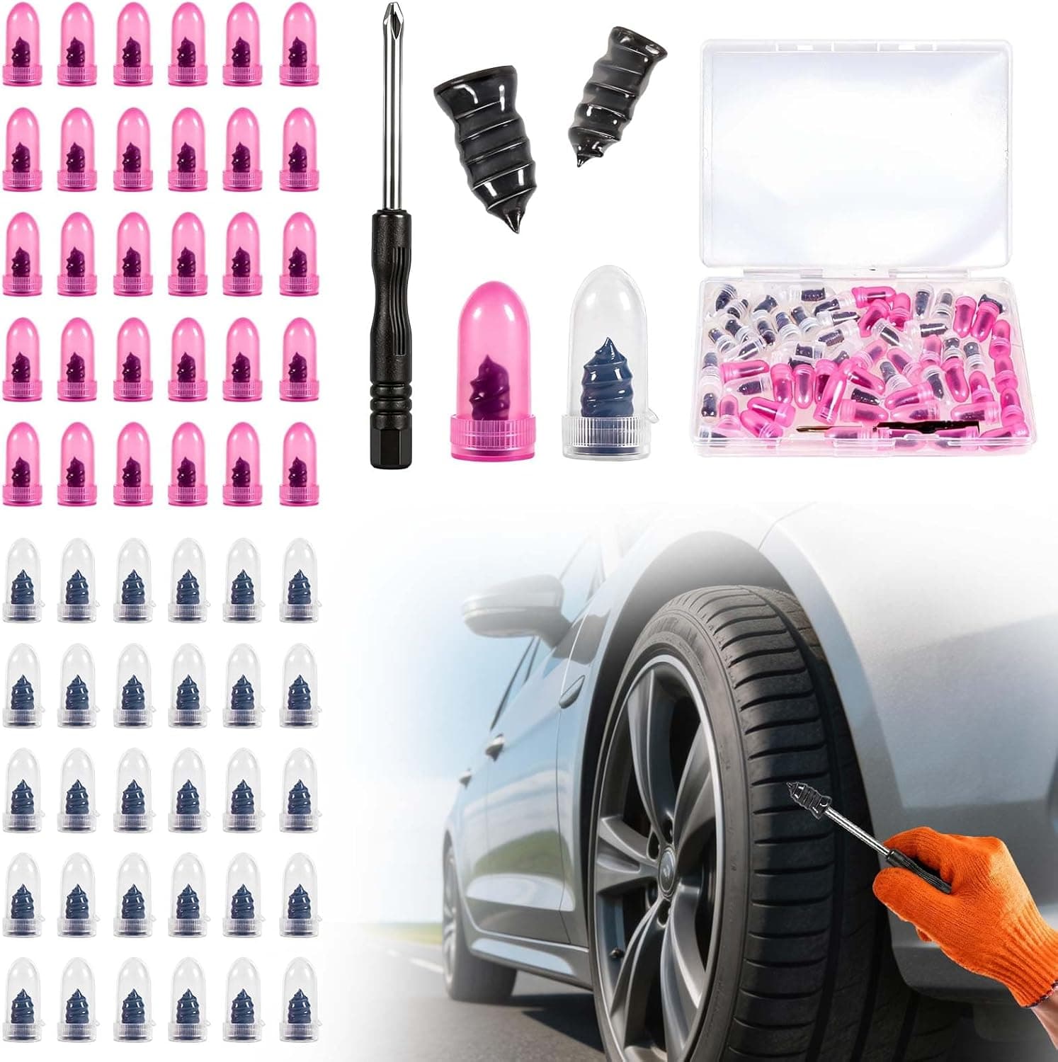 QIFEIOSHI 61 PCS Tire Repair Rubber Nail