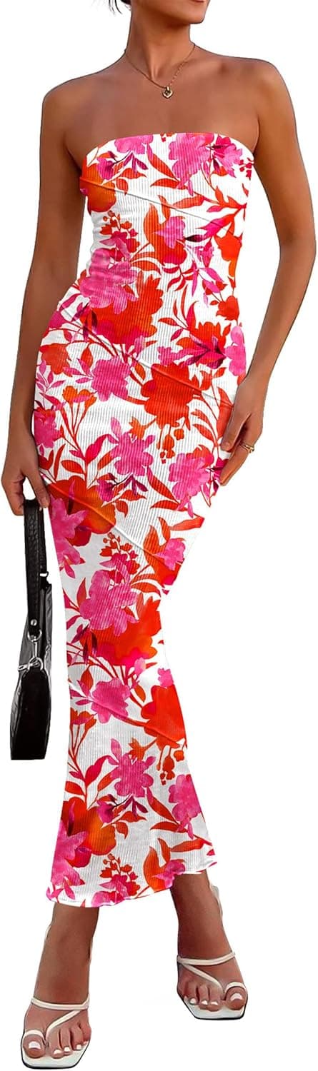 PRETTYGARDEN Floral Bodycon Maxi Dresses