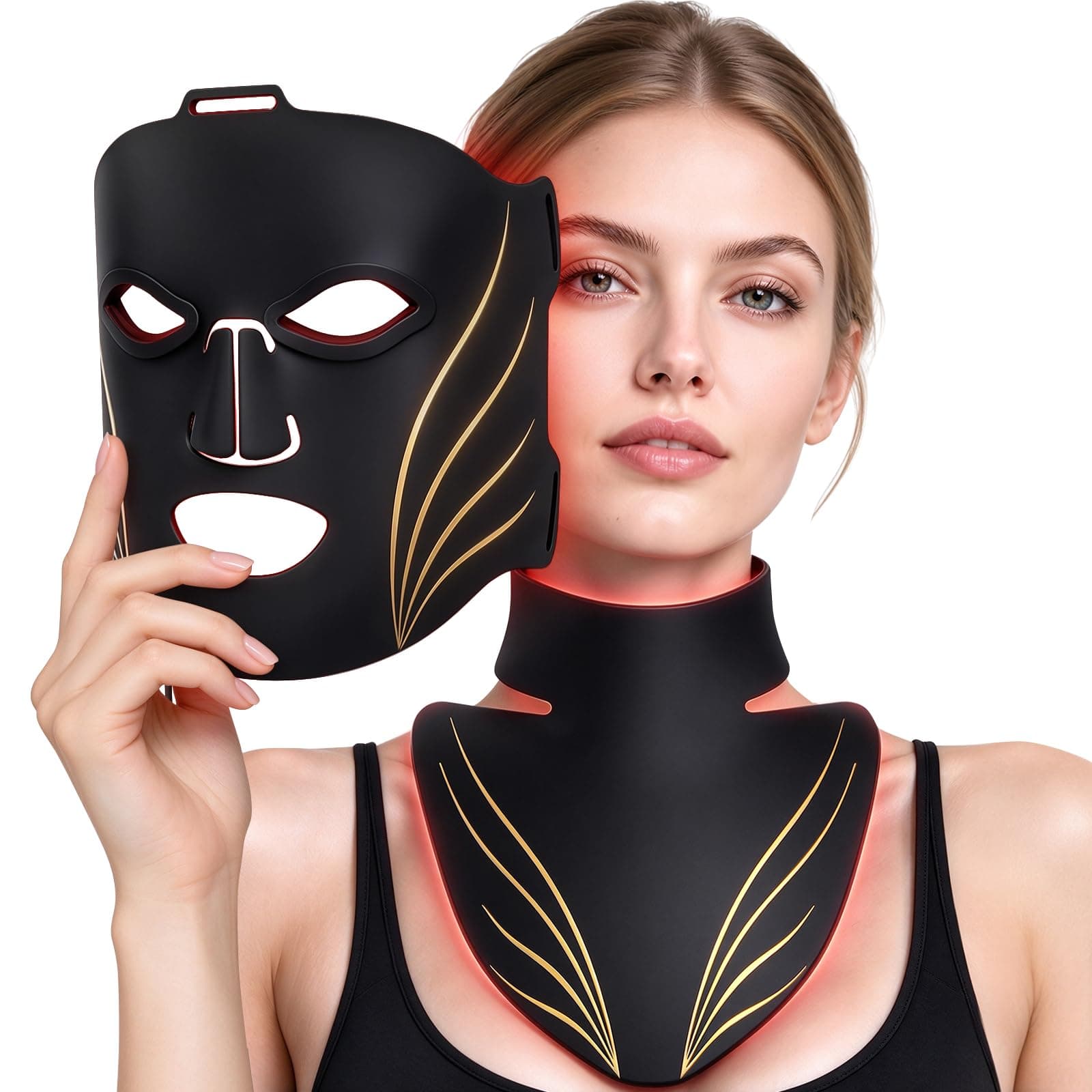 Red Light Therapy Mask for Face & Neck, 640 LEDs, 4 Modes