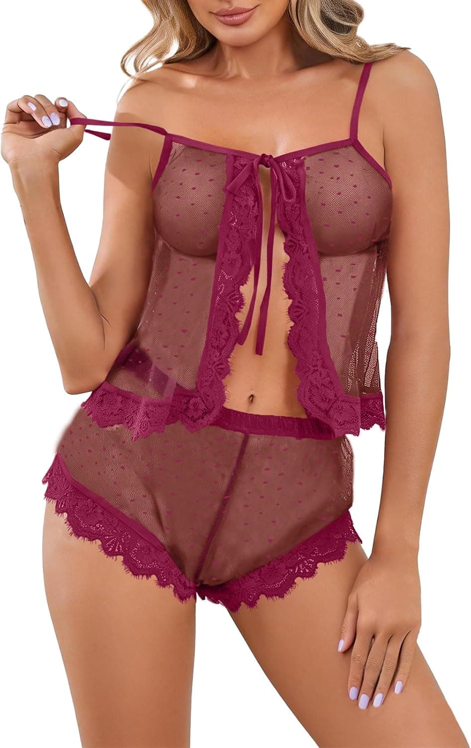 UNCLECAT Women Lace Pajamas Lingerie Set — image 1