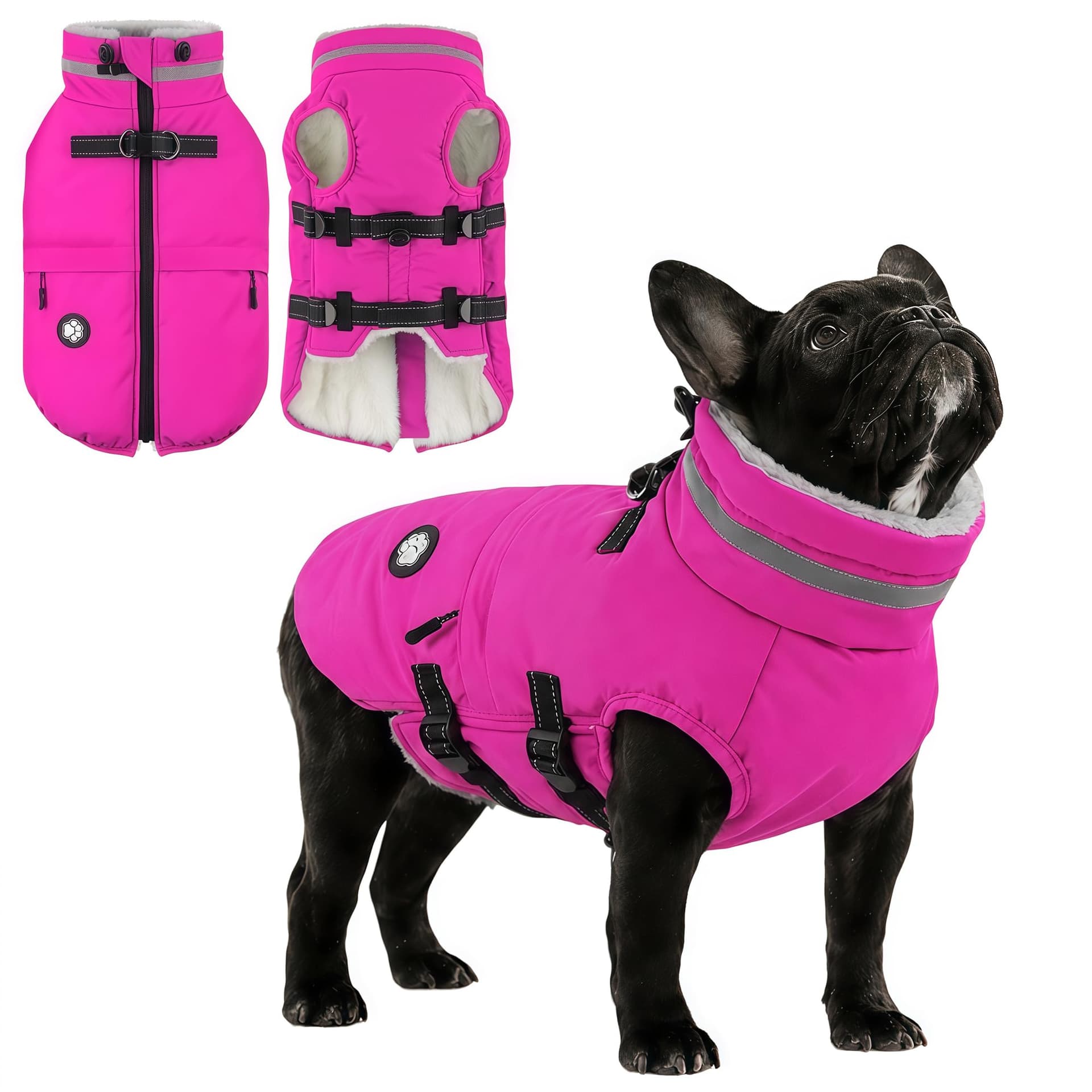 Dogcheer Waterproof Dog Coat with Harness, Adjustable Dog Jacket with Pockets