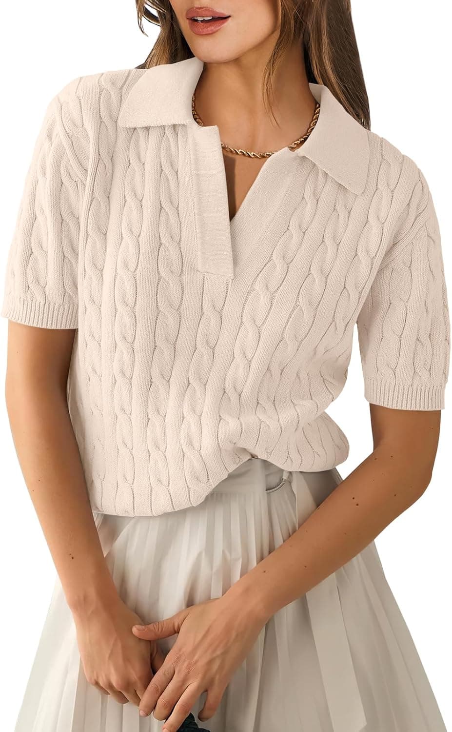 ANRABESS Womens Short Sleeve Sweaters Tops