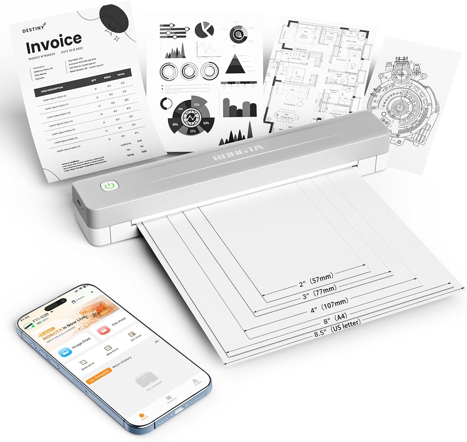 RONGTA Bluetooth Thermal Portable Printer for Travel