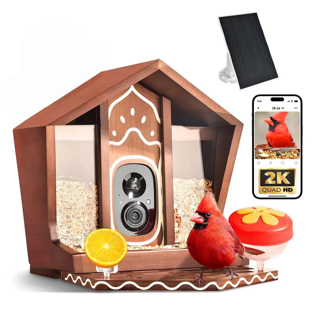 Smart Bird Feeder with Camera Solar Powered 2K UHD Video