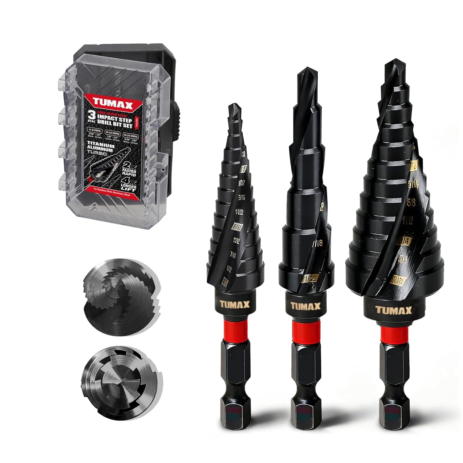 TUMAX 3 PCS M35 Cobalt Step Drill Bit Set