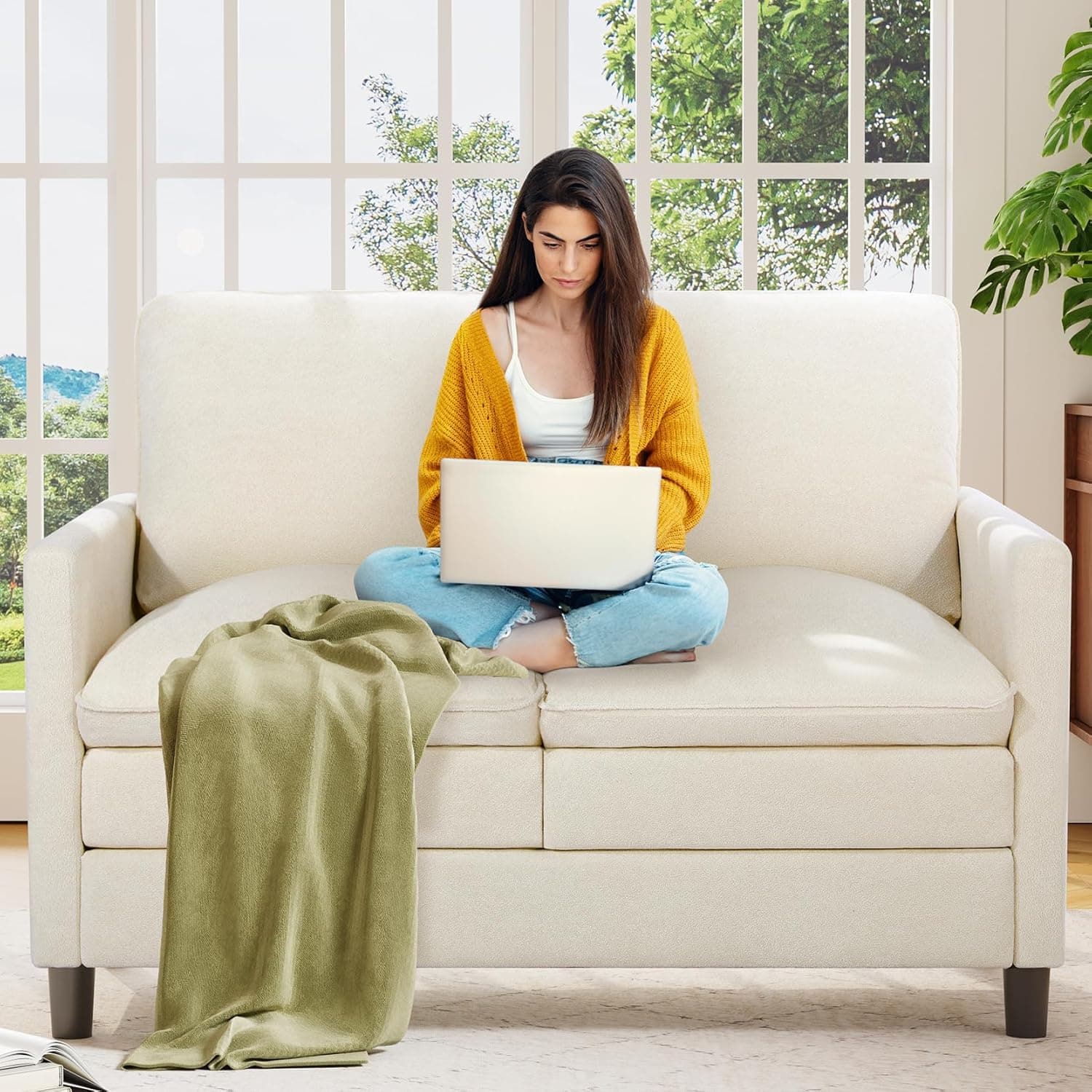 WELZONA 3-Layers Cloud Loveseat Sofa