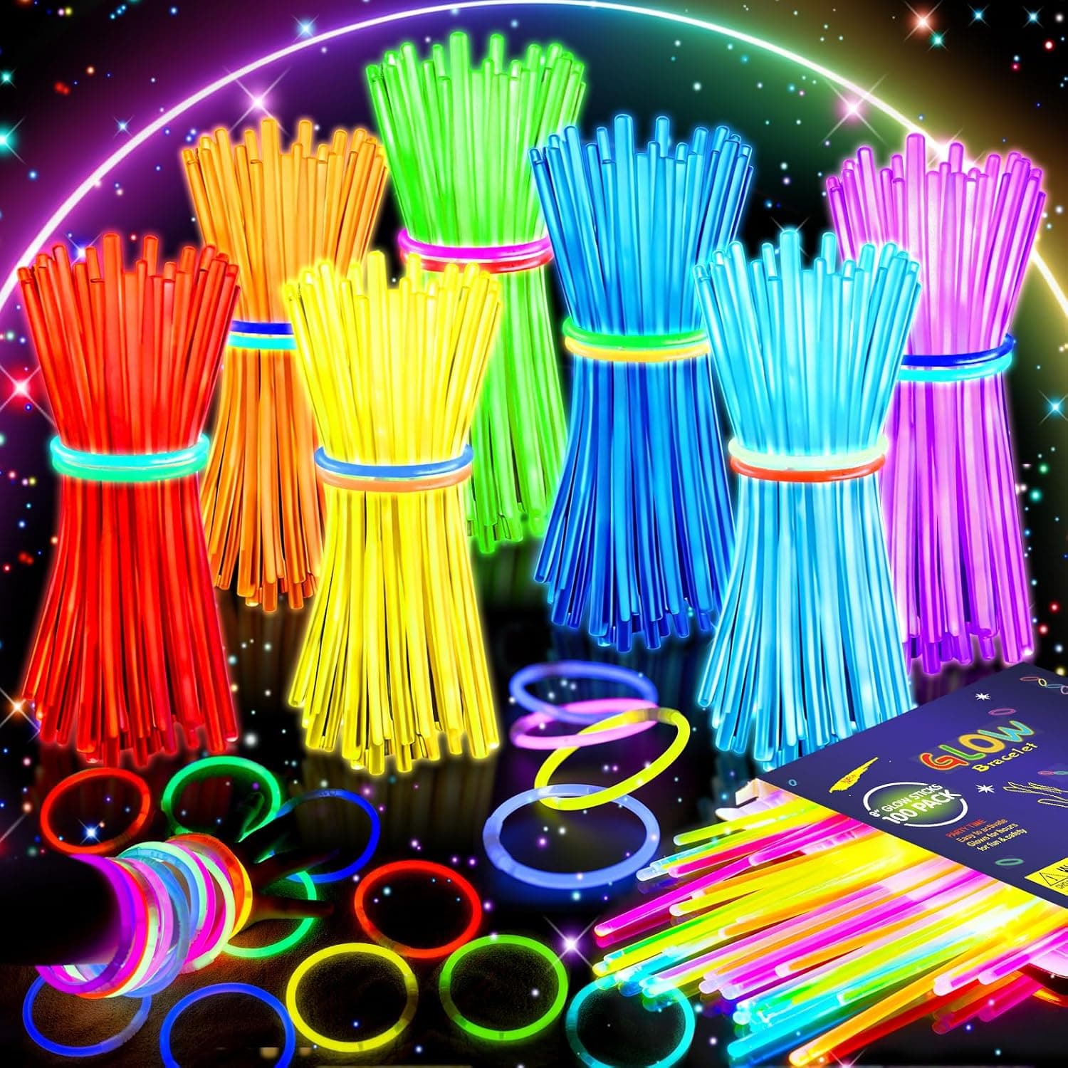 HONLYNE 200 Kit Glow Sticks Party Favors