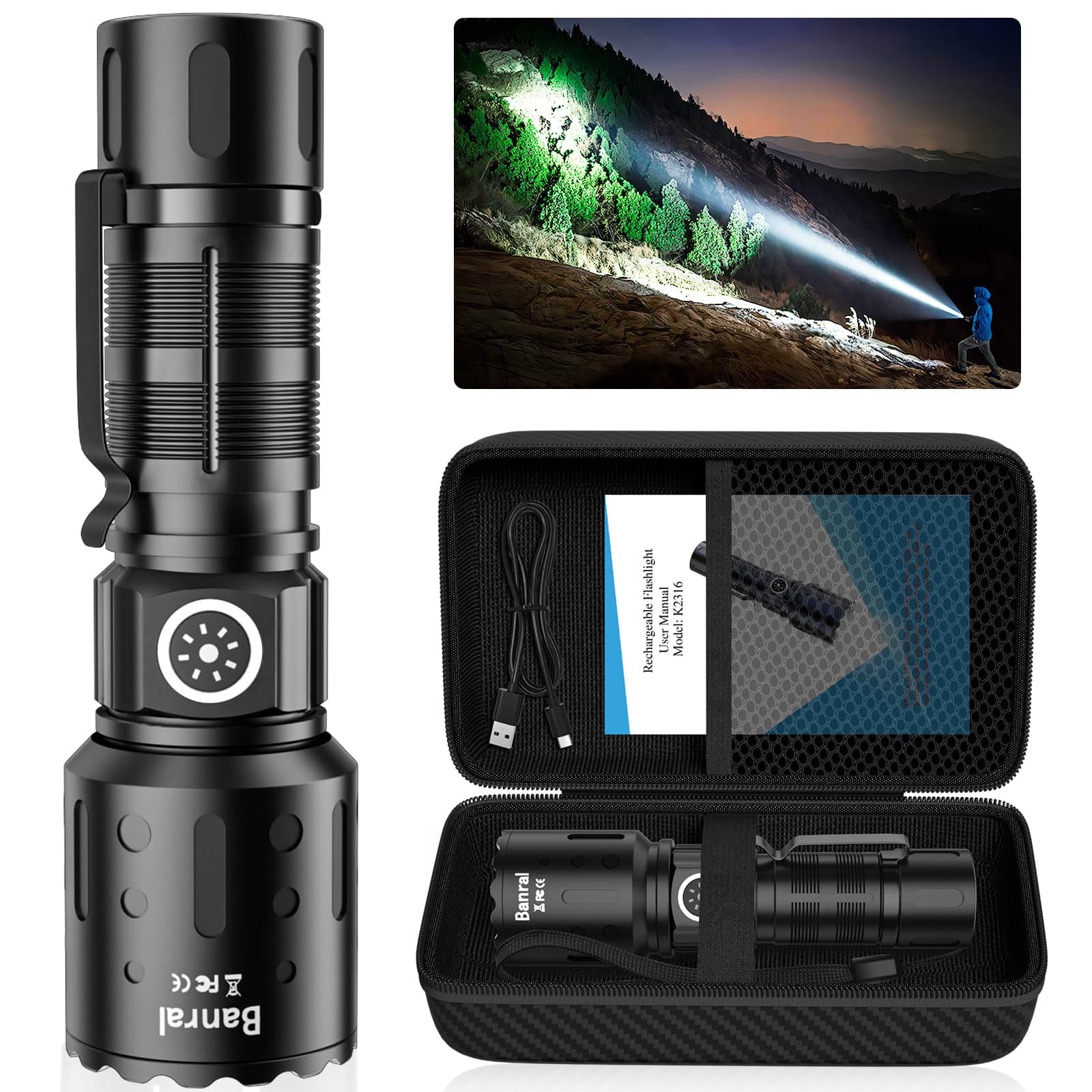 Rechargeable Flashlights High Lumens,Super Bright Small Powerful Flashlight