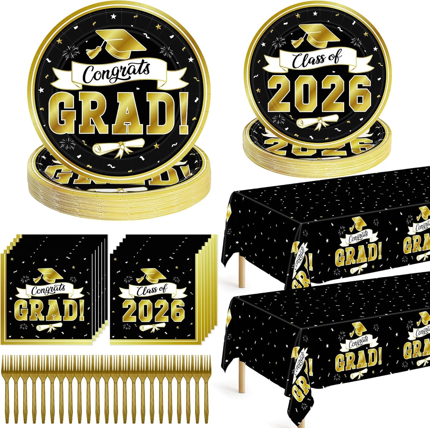 QZYL Graduations Plates and Tablecloth Set — image 1