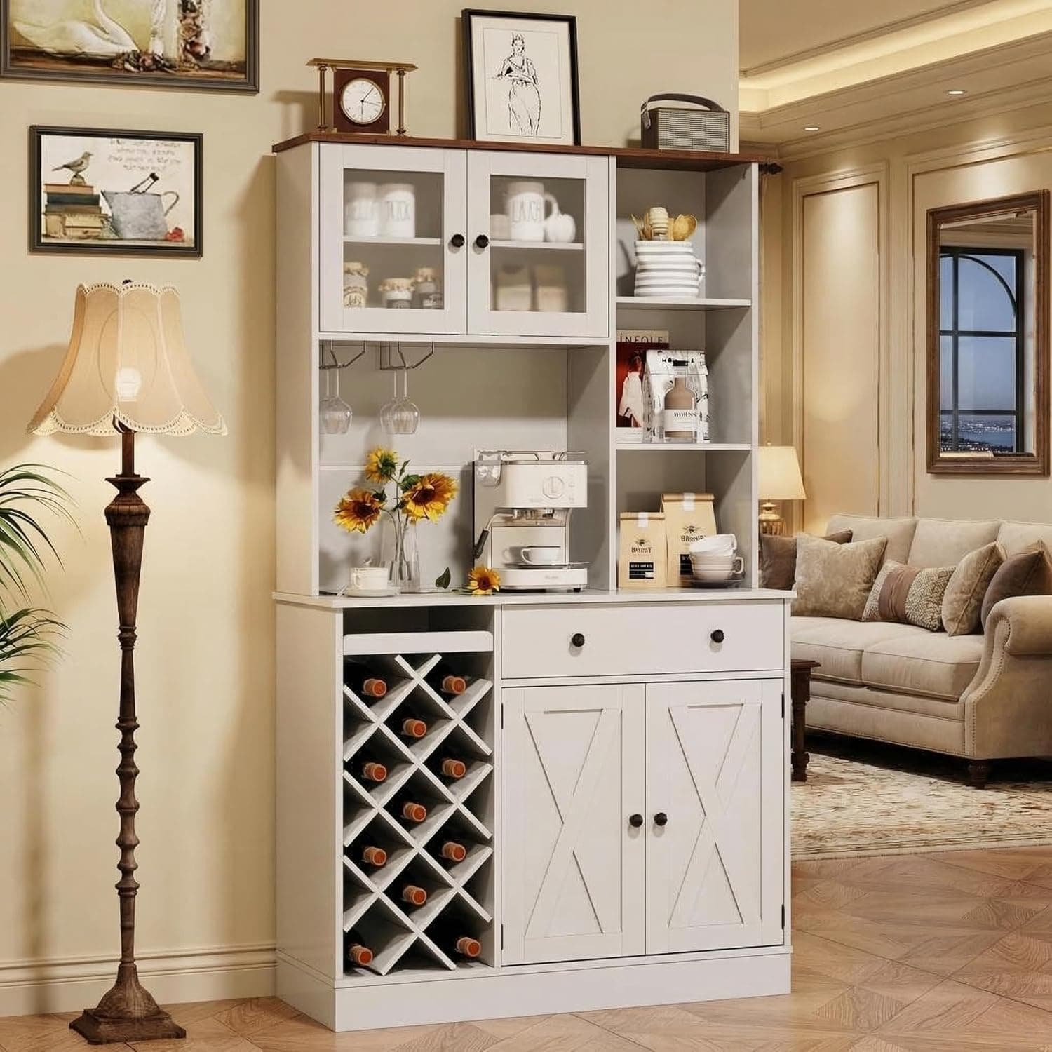 DOPPELTCHARMS Wine Coffee Bar Cabinet