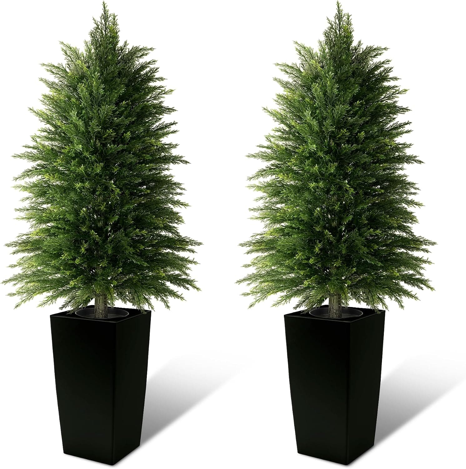 MAVIS'S DIARY 4Ft Tall 2 Pack Artificial Cedar Topiary Trees