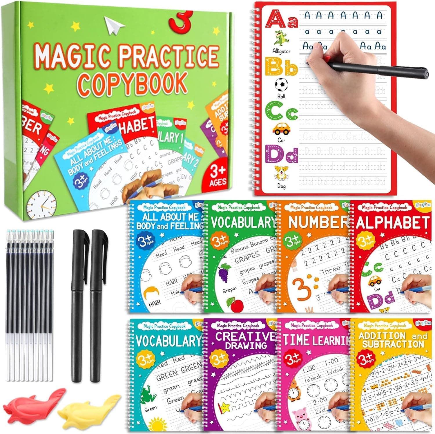 GISGFIM 8 Pack Magic Grooved Writing Practice Books