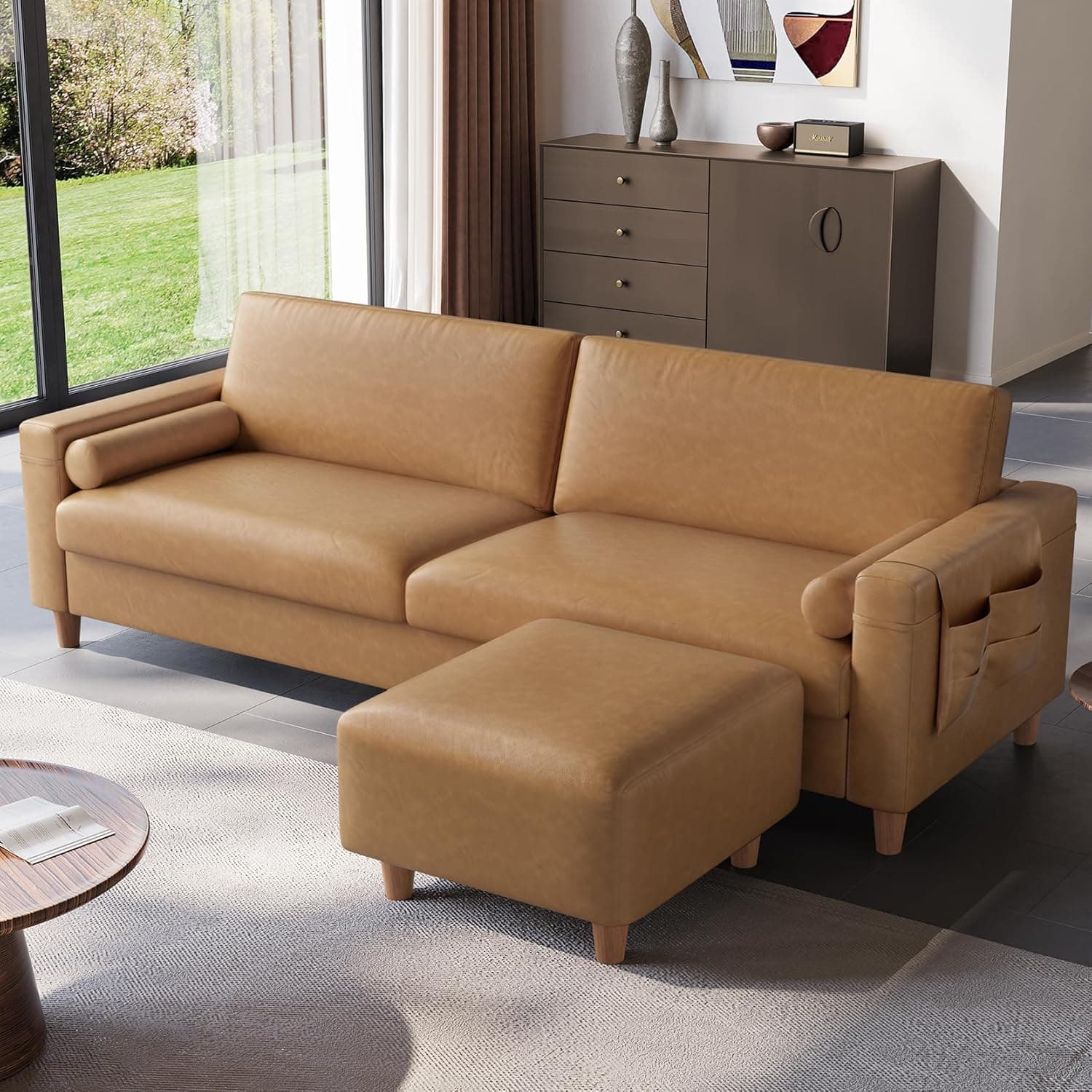 VESGANTTI 100"" Faux Leather Couch
