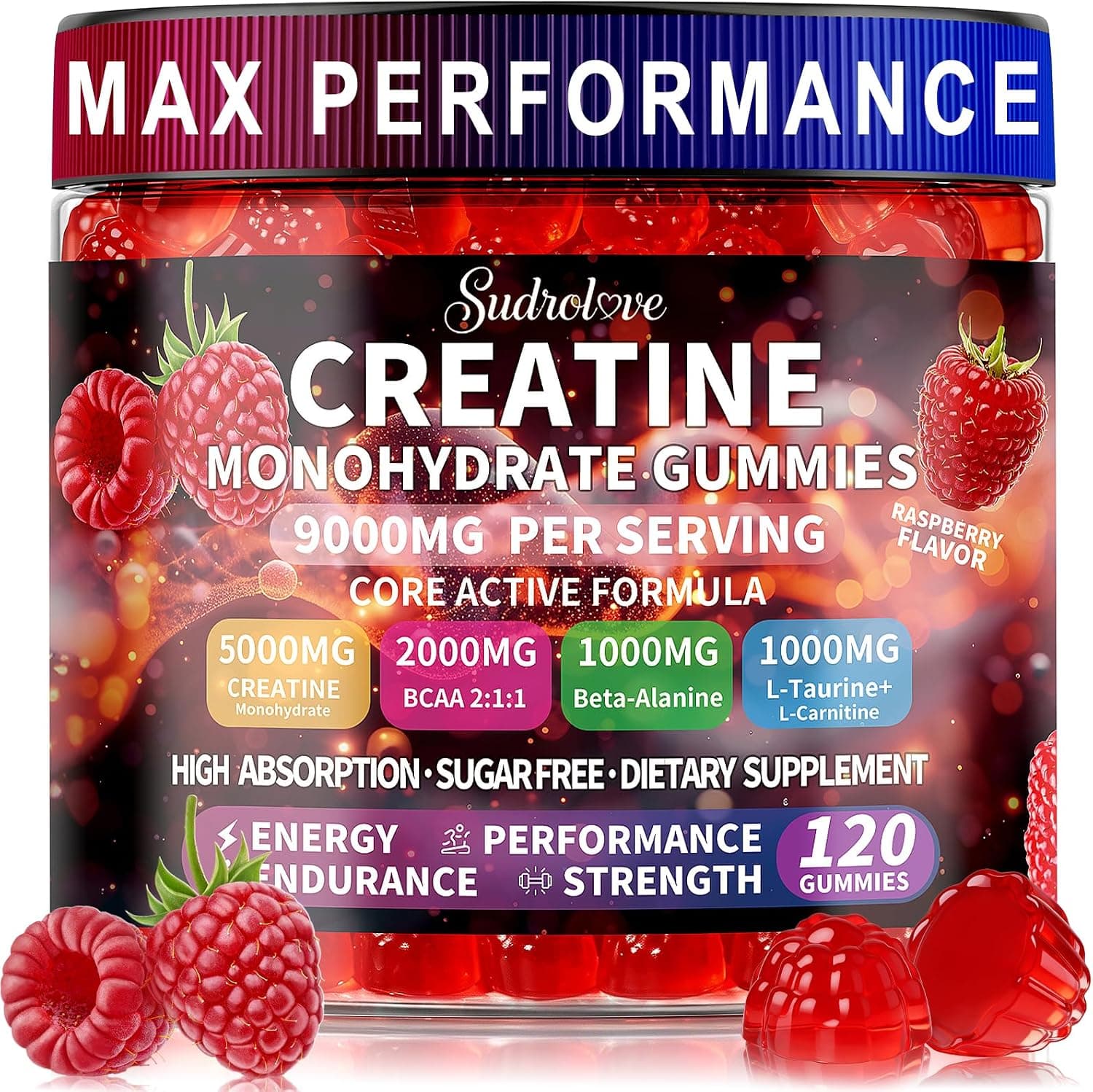 SUDROLOVE Creatine Monohydrate Gummies with BCAA