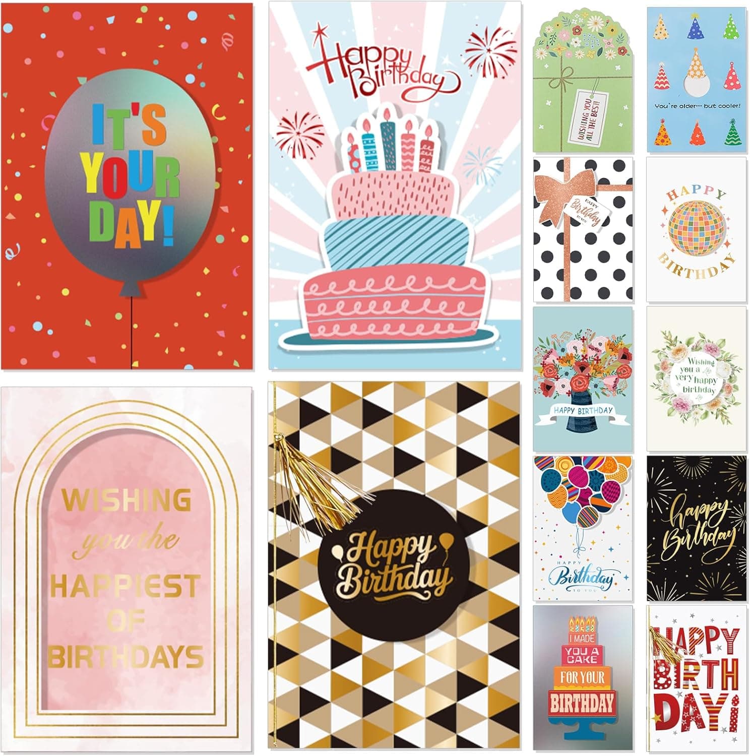 FRELIMIU 14 Pack 3D Handmade Birthday Cards